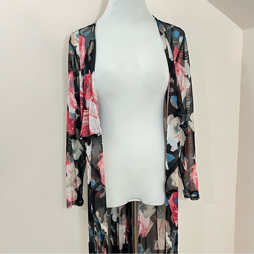 Rainbow Y2K Sheer Floral Maxi Duster L/XL